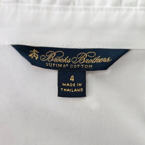 Brooks Brothers Buttondown Shirt White Ruffle Academia Old Money Preppy Work Top - Picture 9 of 13